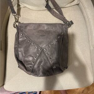 Hammitt Studded Gray Leather Shoulder Bag,Rare,Large